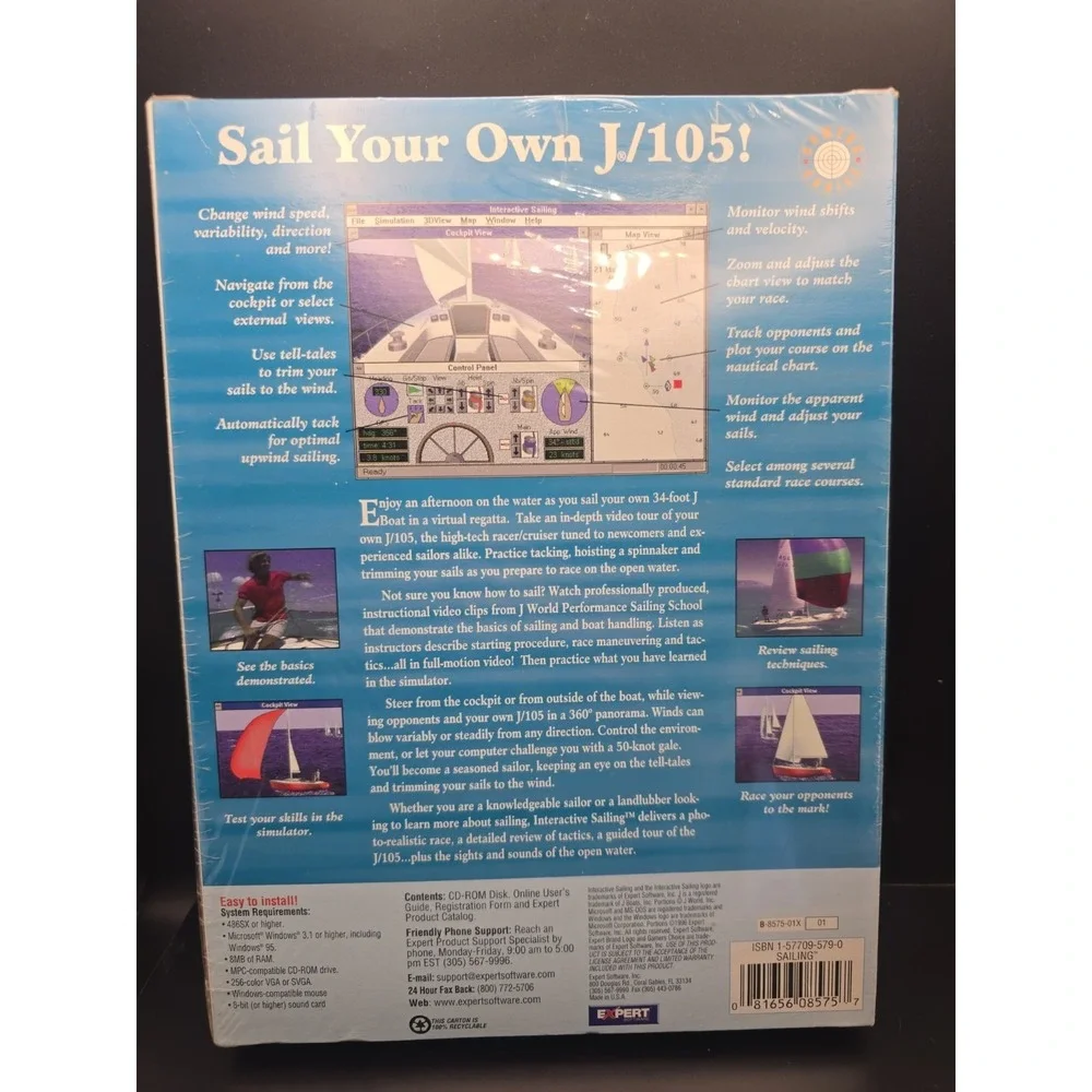 software INTERACTIVE SAILING sealed NEW box PC vintage - Windows